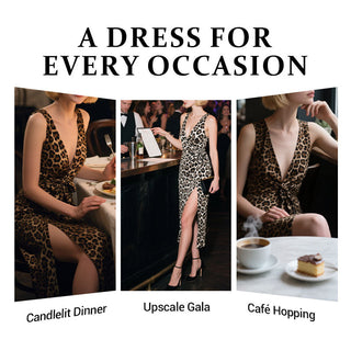 Selina - Sleek Leopard V‑Neck Dress – Timeless & Bold