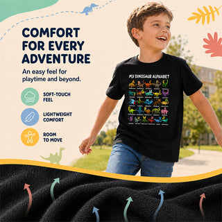 DinoQuest – Colourful Dinosaur Alphabet Learning Tee