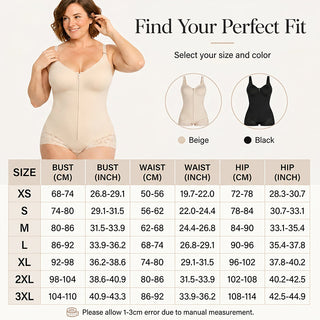 CurveLux – 360° Sculpt Zip-Up Shapewear Bodysuit