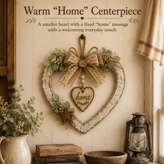 HearthBloom – Rustic Farmhouse Home Heart Wreath