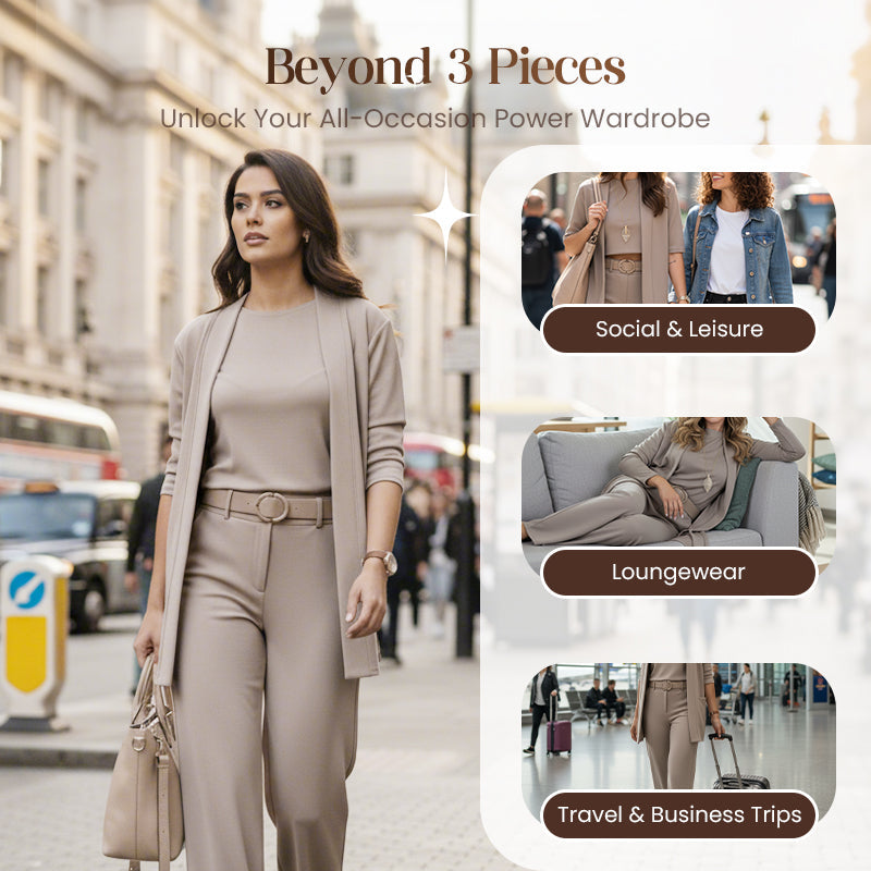 LuxeTrio – Elegant 3-Piece Cardigan Set