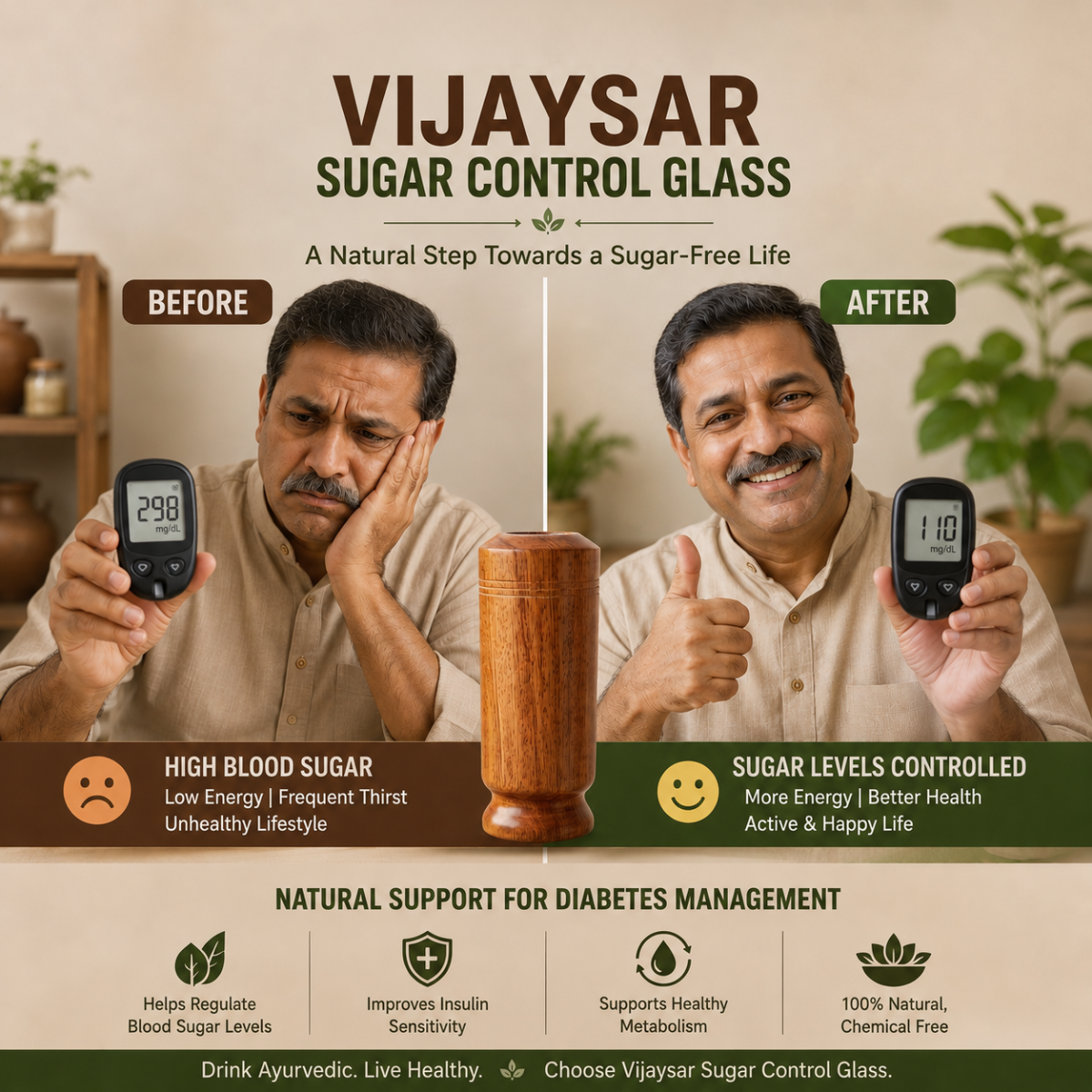 VijayaWell – Vijaysar Wood Wellness Glass