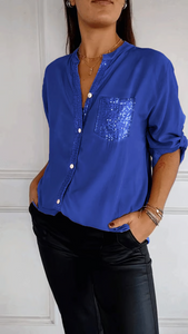 SparkleFlare | Stylish V-Neck Casual Top