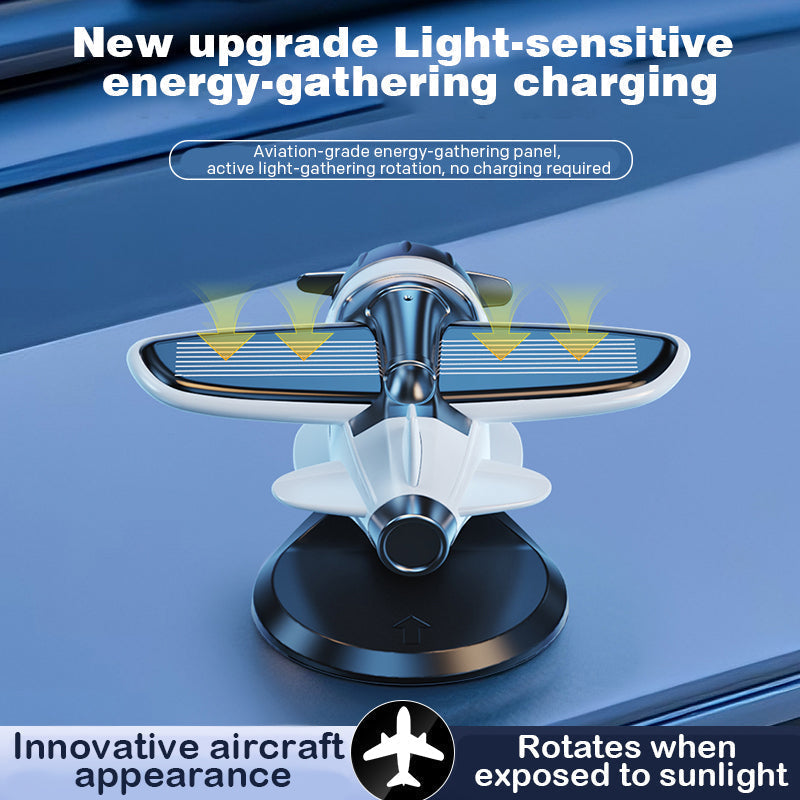 SkySpin – Retro Solar Airplane Dashboard Ornament