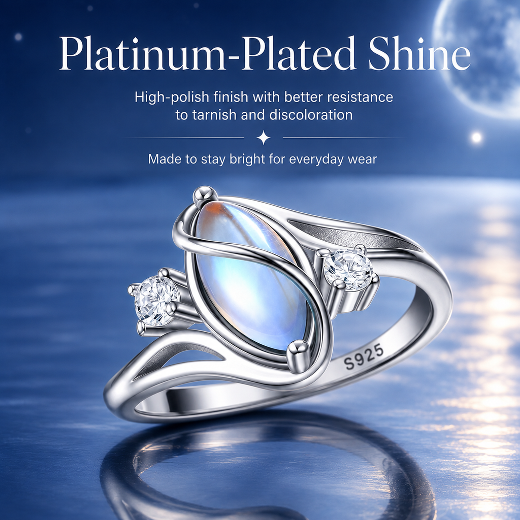 LunaGlow – 925 Sterling Silver Rainbow Moonstone Ring