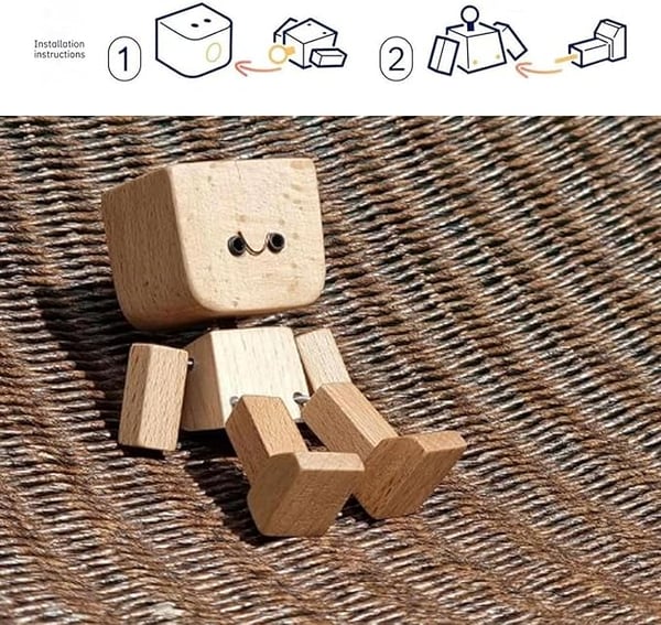 HappyTimber – Wooden Sway Figure with 12 Magnetic Emotions