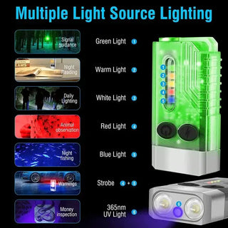 EDC Flashlight with Red UV Blue Light -Super Bright 1000LM marnetic