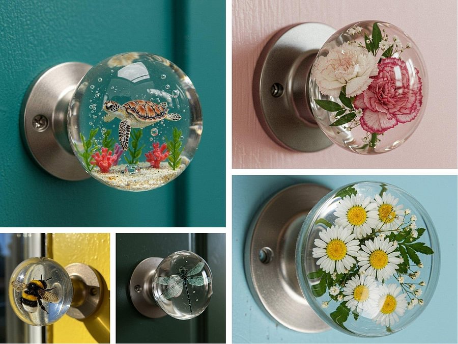💁‍♀️Unique resin epoxy flower decorative door handle🌼