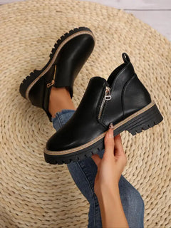 TrendStride – Stylish Solid Color Ankle Boots