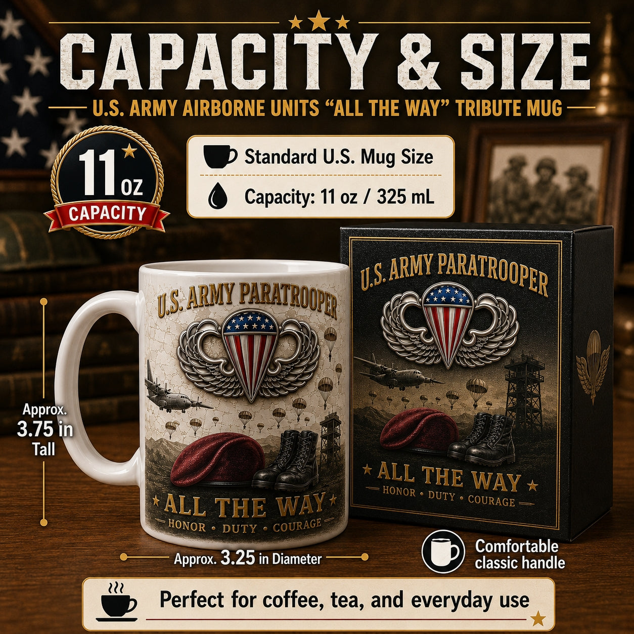 🪂U.S. Army Airborne Units “All the Way” Tribute Mug