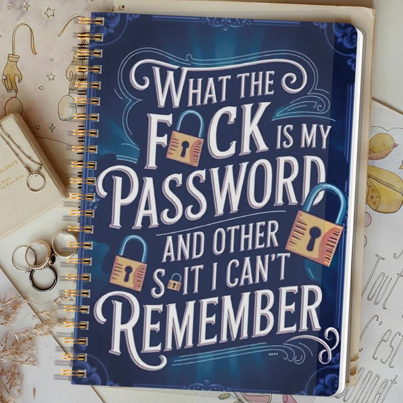 🔥Last Day 50% OFF - 📅Funny Password Notebook - Spiral Bound with Lock Icons & Funny Security Phrases✍️