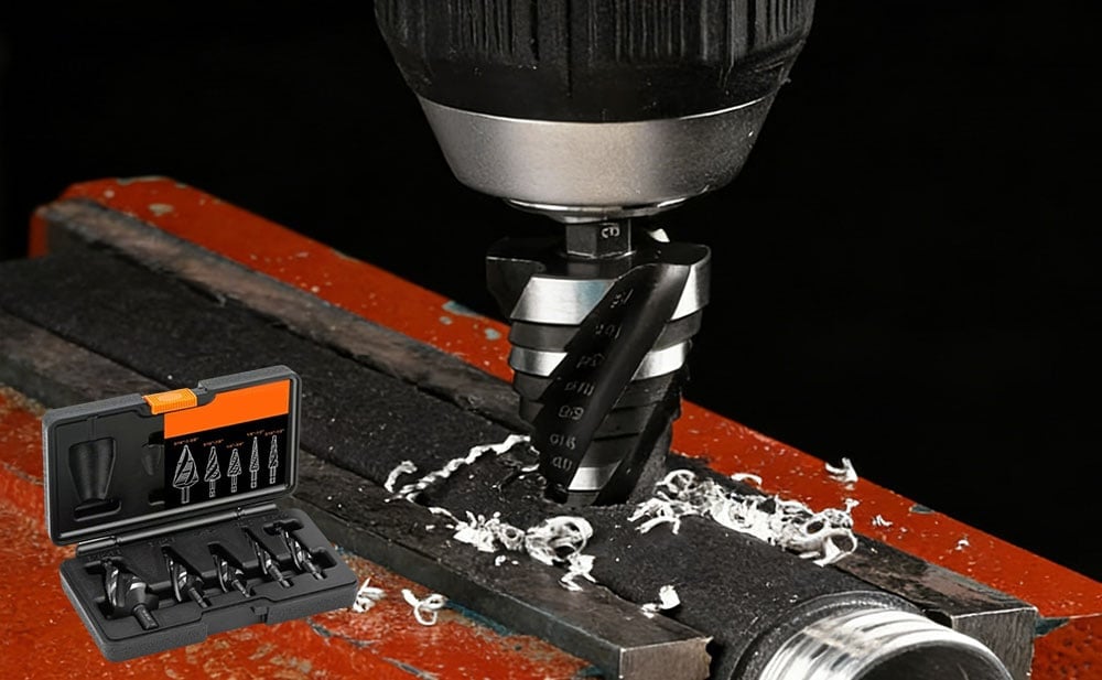 Four Spiral Flute Step Drill Bit Set
