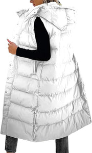 QuiltChic – Women's Long Puffer Vest with Hood