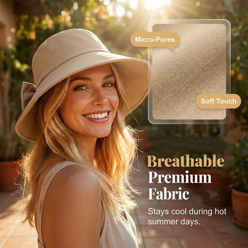 Women's Bowknot Wide Brim Sun Protective Hat