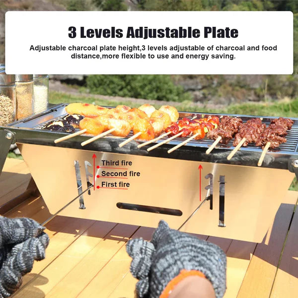 CampGrill – 3 Height Adjustable BBQ Grill with Carry Bag