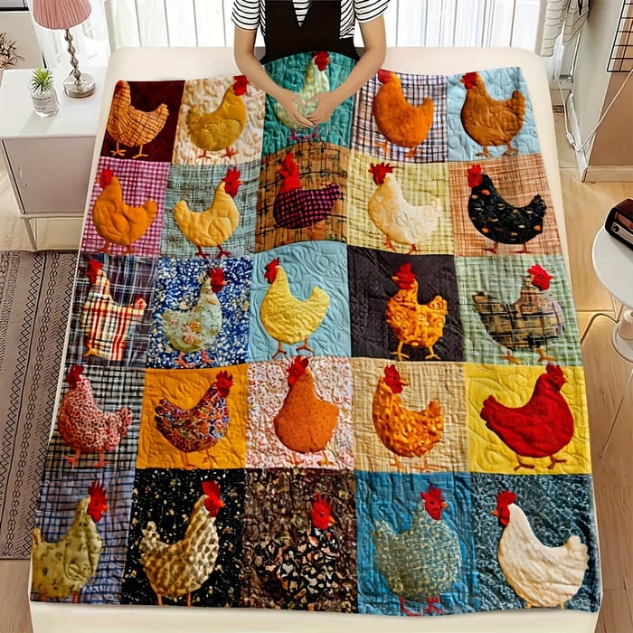 HenHaven – Vintage Chicken Flannel Blanket