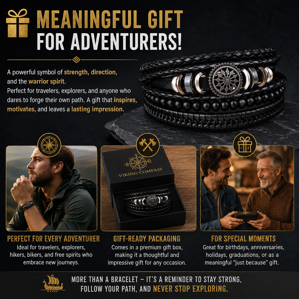 VikingCompass – Norse Leather Guidance Bracelet
