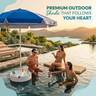 Floating Pool Umbrella with Bar and Base