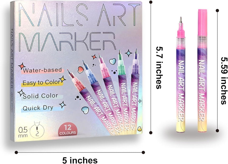12 Colors - Nail Art Pen Set