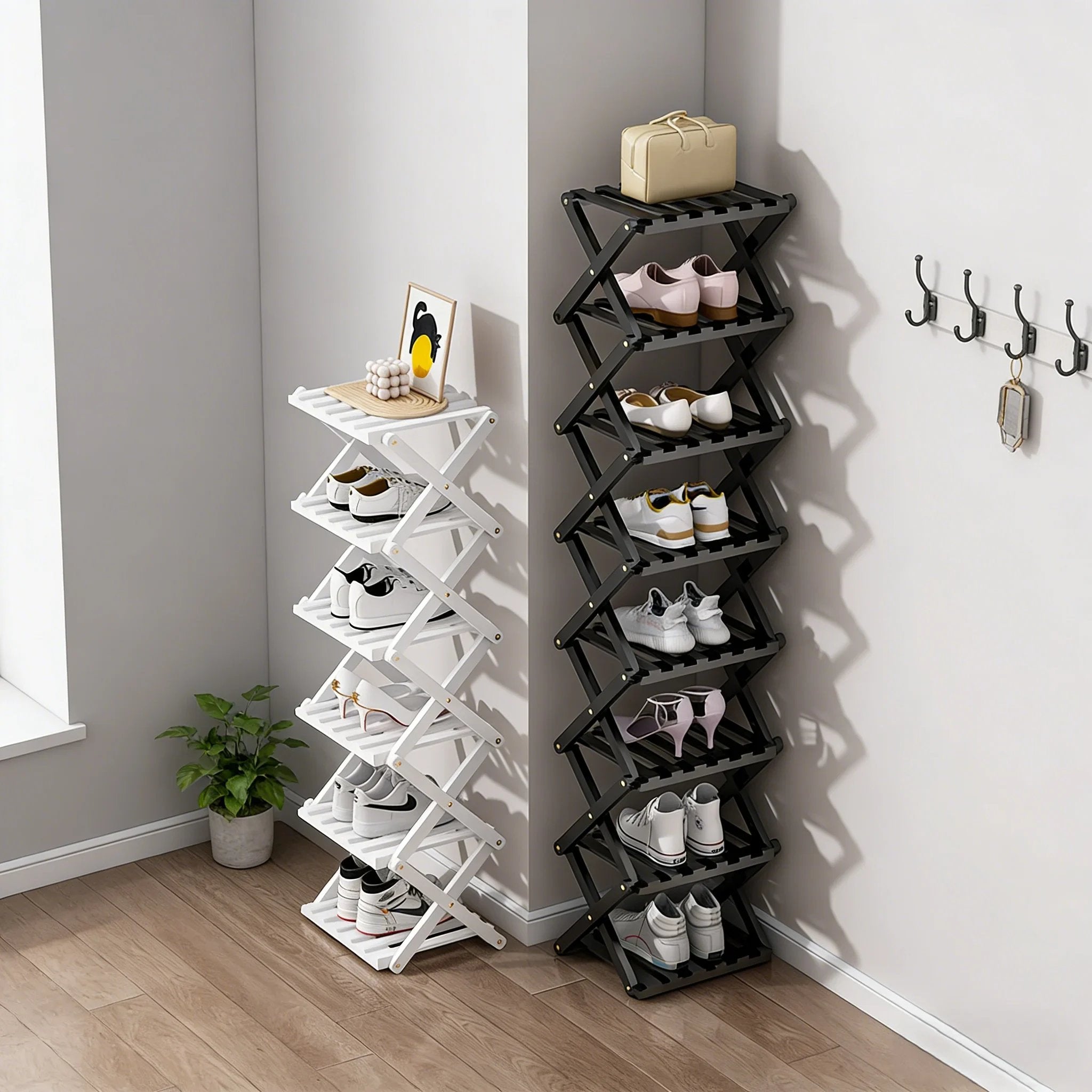The 9-Tier No-Assembly Bamboo Rack !🌿👟