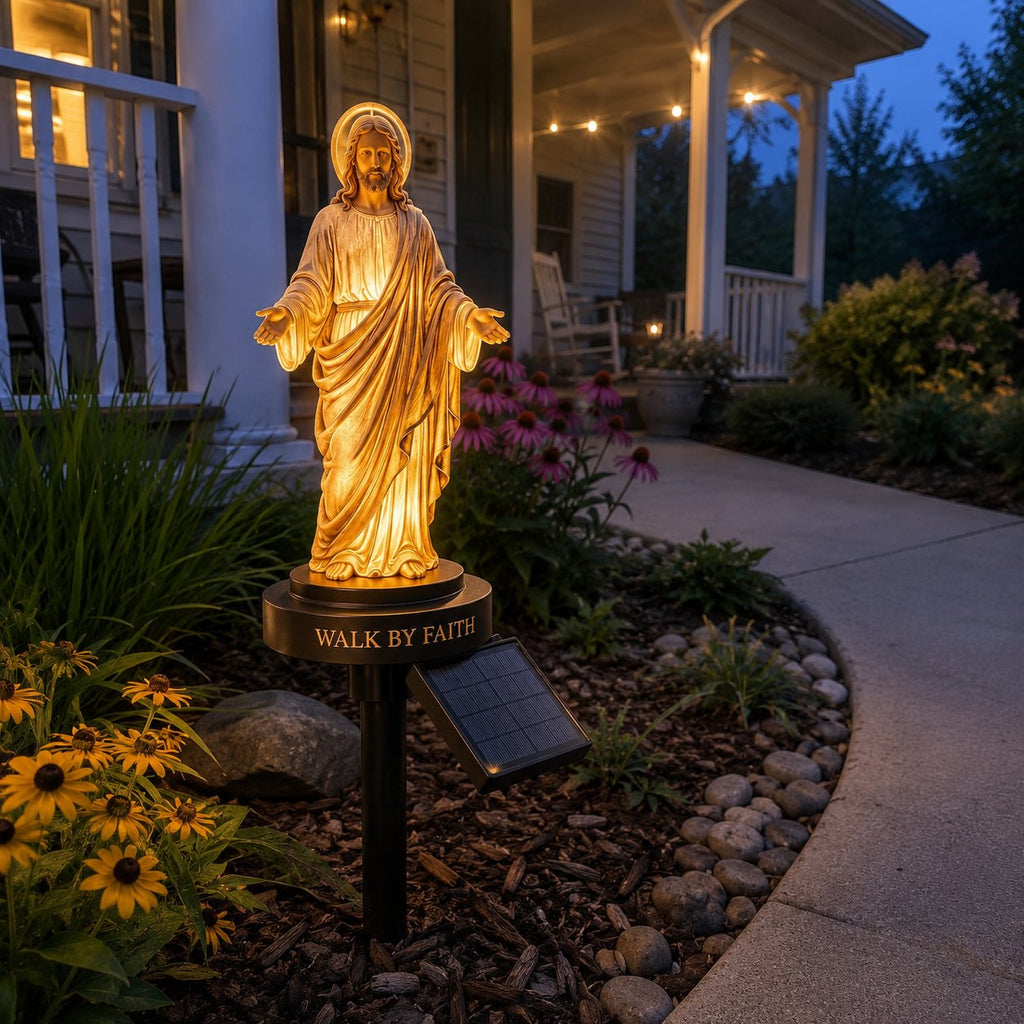 FaithGlow – Solar Jesus Garden Light