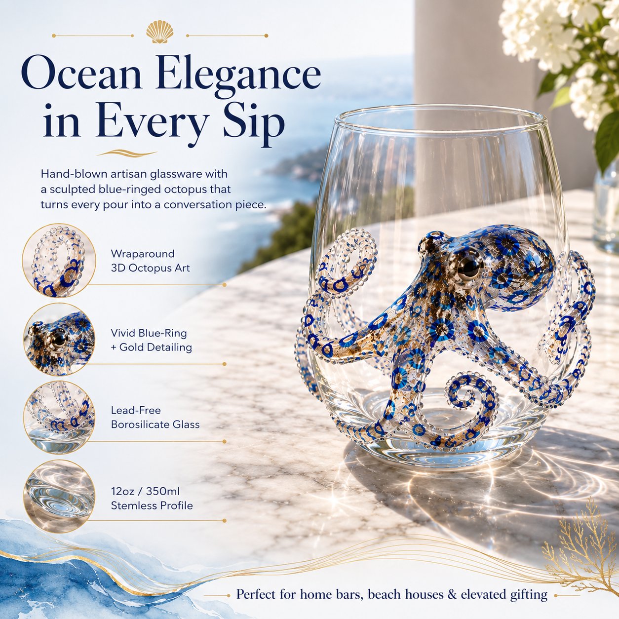 OceanGlow – Blue Ringed Octopus Artisan Glass