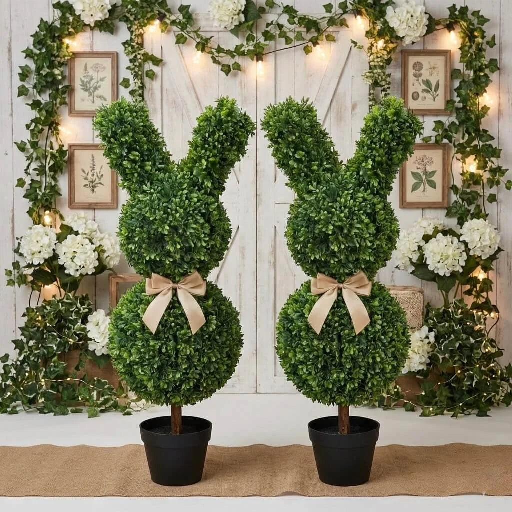 SpringHaven – Decorative 36" Bunny Topiary Set