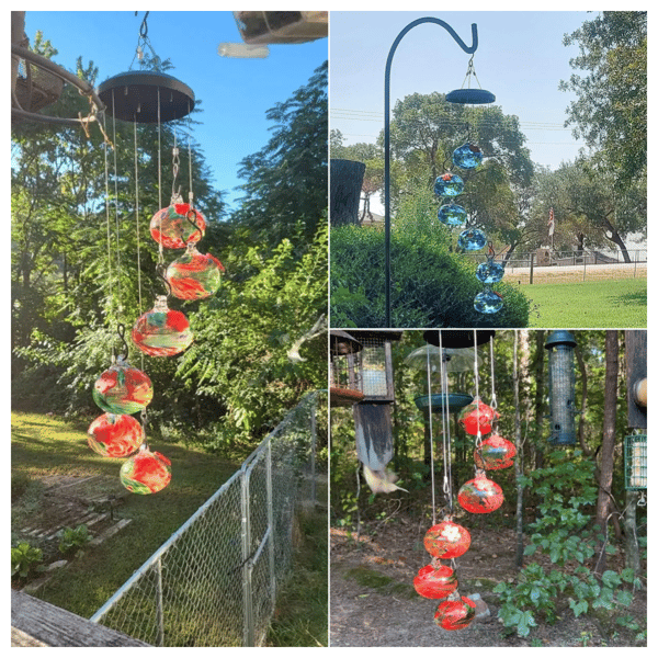 BreezeNest - Glass Wind Chime Feeder for Hummingbirds