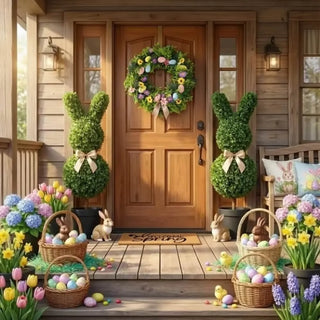 SpringHaven – Decorative 36" Bunny Topiary Set