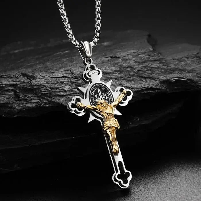🙏ST.Benedict Protection Cross Power Pendant Necklace Marnetic