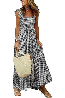 CottageMuse – Plaid Flounce Maxi Dress