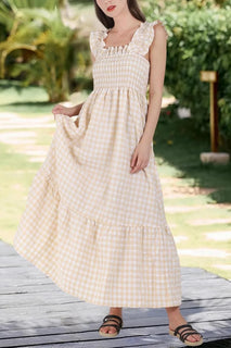CottageMuse – Plaid Flounce Maxi Dress