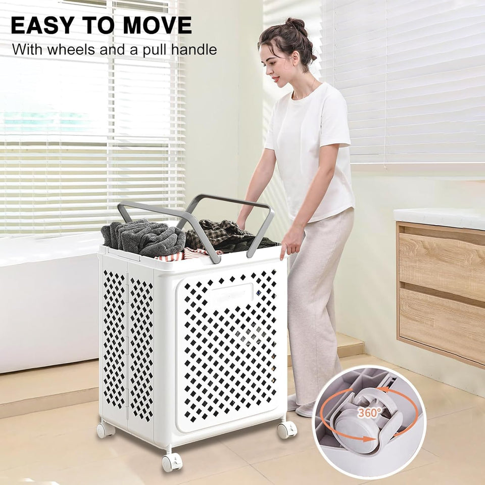 LuxorMove – Foldable Rolling Laundry Basket