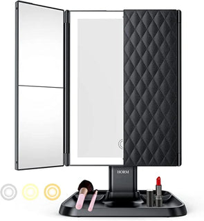 GlamView – Elegant LED Trifold Makeup Mirror