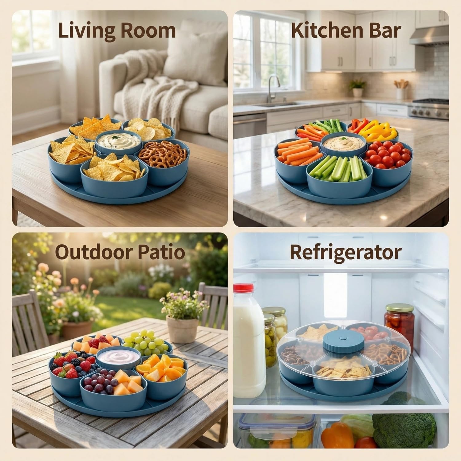 ServeCircle – Lazy Susan Snack Tray Box