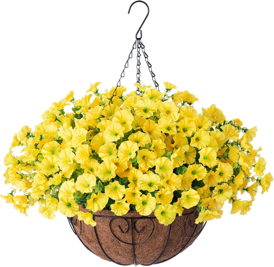 FloraVista  - Vibrant Artificial Hanging Plants Flowers Basket