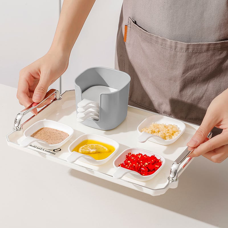 SavorStack – Stackable Dipping Sauce Plate and Holder Set