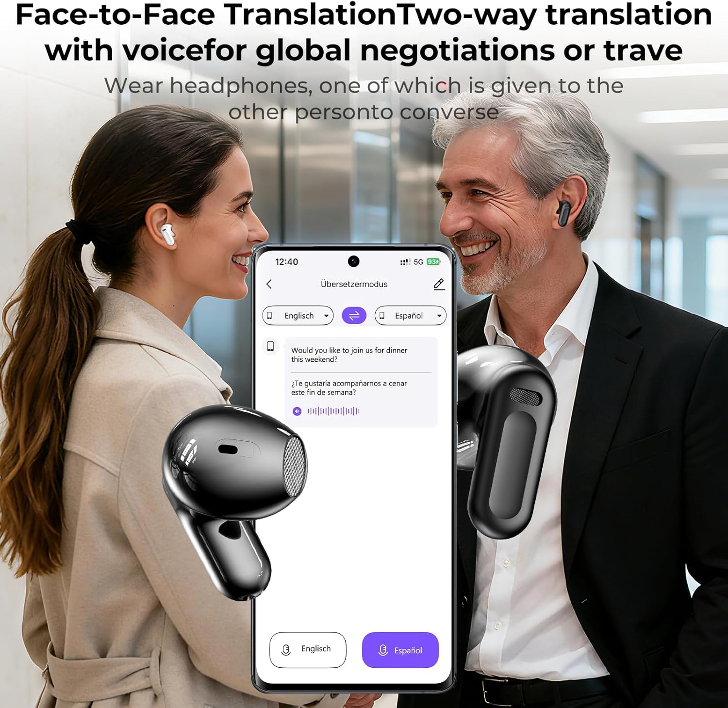TranslaPro – AI Translation Smart Headphones