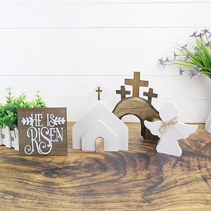 FaithBloom – He Is Risen Easter Tier Tray Decor