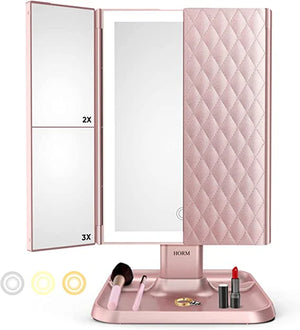 GlamView – Elegant LED Trifold Makeup Mirror
