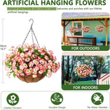 FloraVista  - Vibrant Artificial Hanging Plants Flowers Basket
