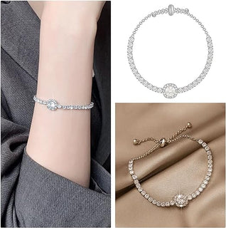 New Year Promotion  - Moissanite Bracelet with free premium gift box and GRA certificate - Adjustable chain length, 2 styles available