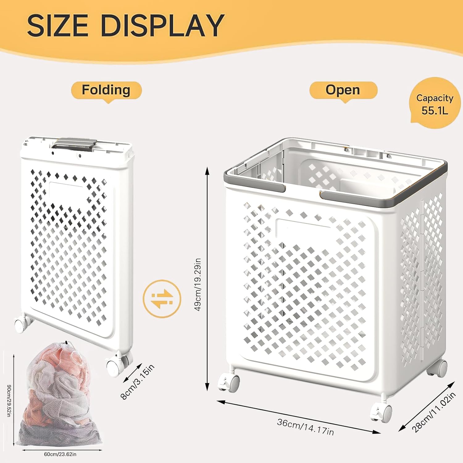 LuxorMove – Foldable Rolling Laundry Basket