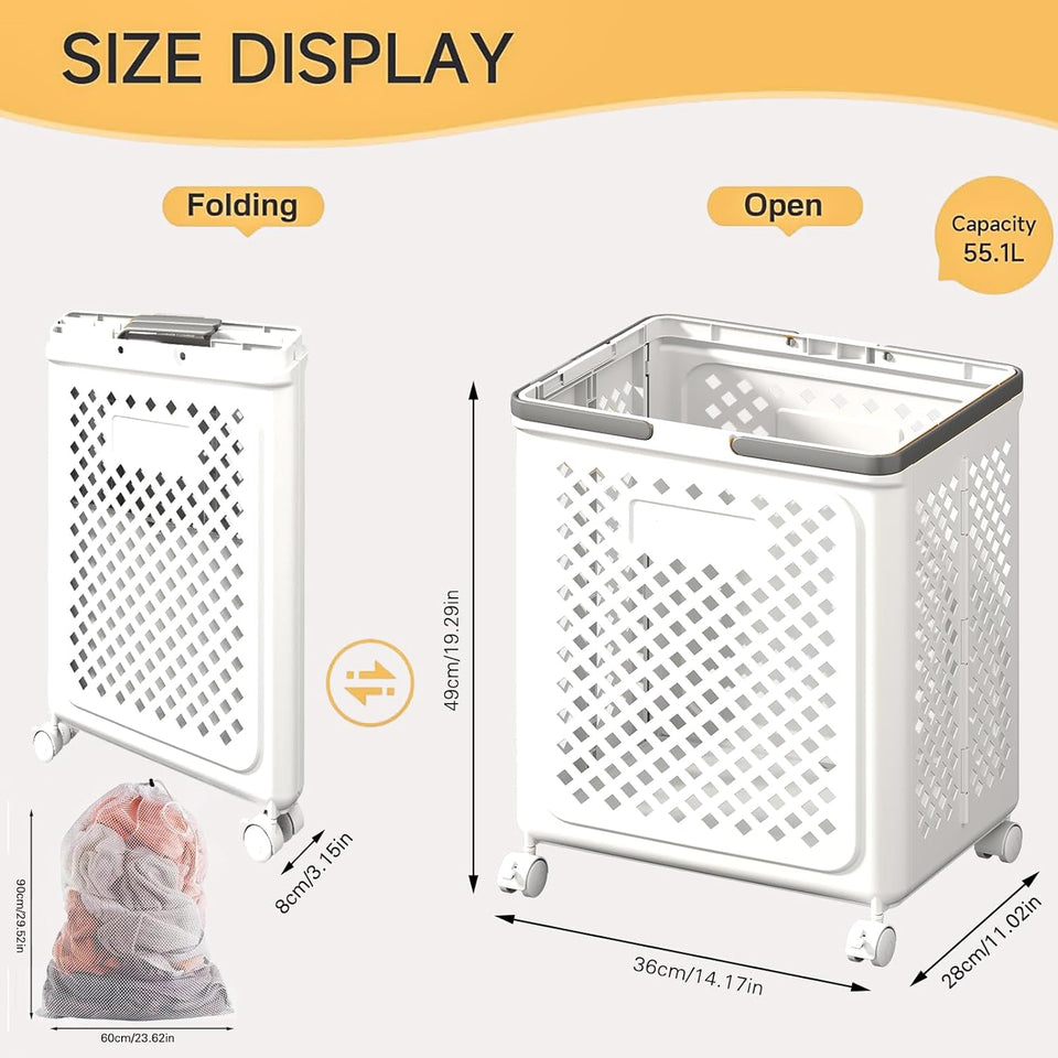 LuxorMove – Foldable Rolling Laundry Basket