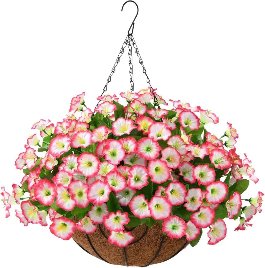FloraVista  - Vibrant Artificial Hanging Plants Flowers Basket
