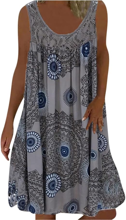 BreezeBloom – Sleeveless Summer Print Dress