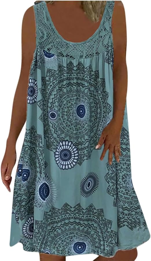 BreezeBloom – Sleeveless Summer Print Dress