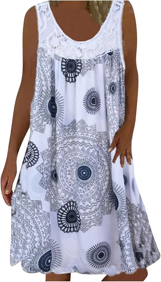 BreezeBloom – Sleeveless Summer Print Dress