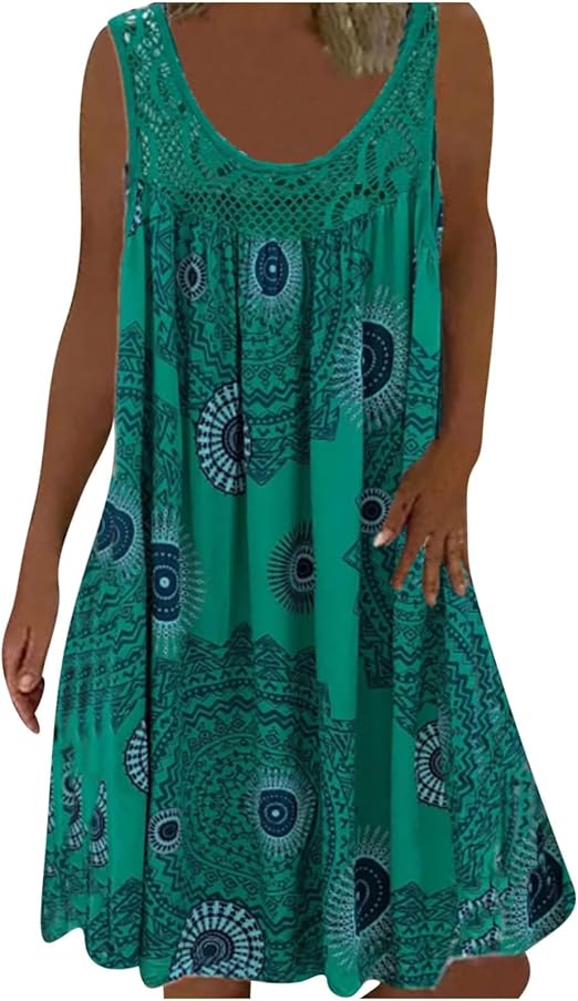 BreezeBloom – Sleeveless Summer Print Dress