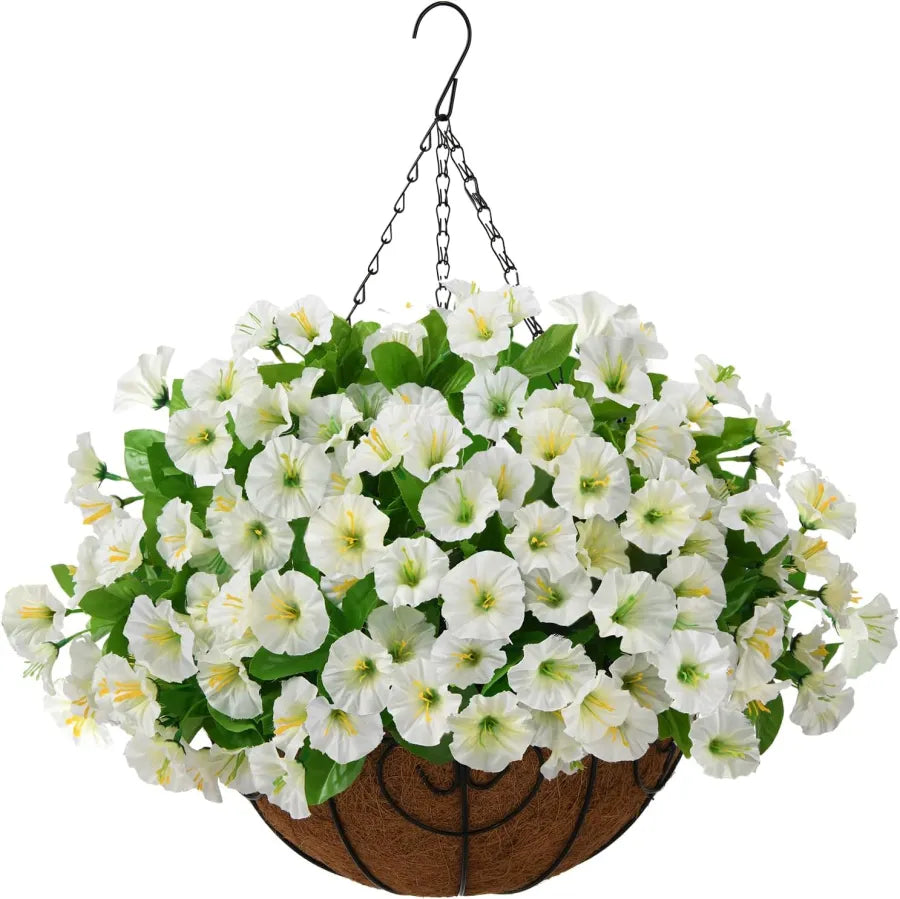 FloraVista  - Vibrant Artificial Hanging Plants Flowers Basket
